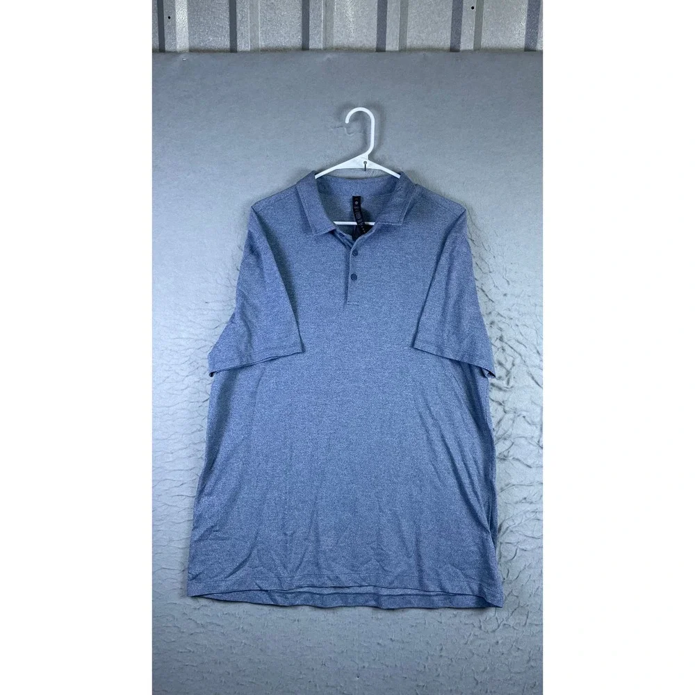 Lululemon Polo Shirt Mens XXL Blue Excellent Short Sleeve Heathered Stretch
